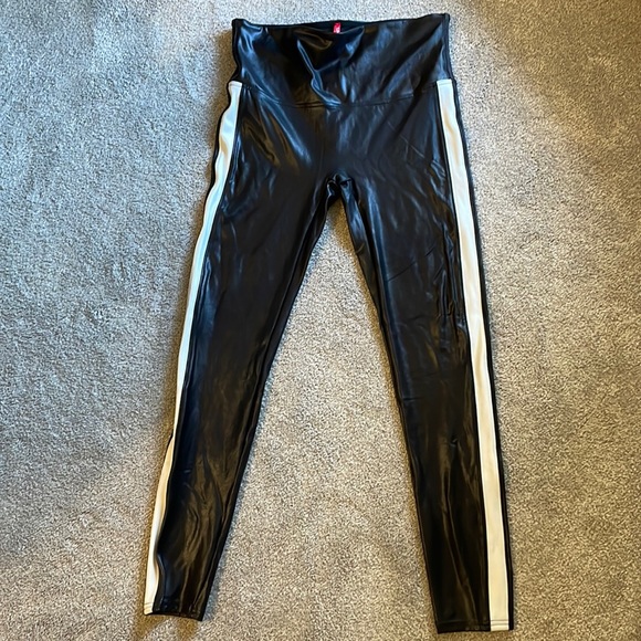 Spanx Faux Leather Side Stripe Leggings - Picture 1 of 3